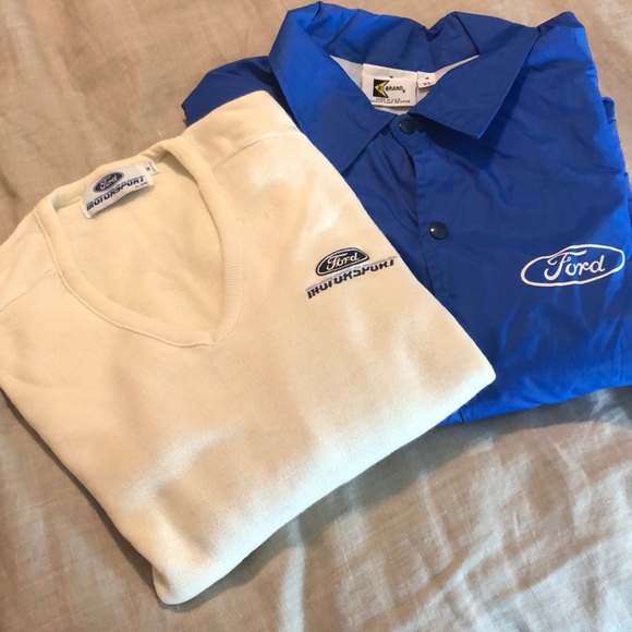 Vintage FORD MOTOR Size XL Blue Windbreaker Lined Snapfront Embroidered Logo NEW - Picture 7 of 10